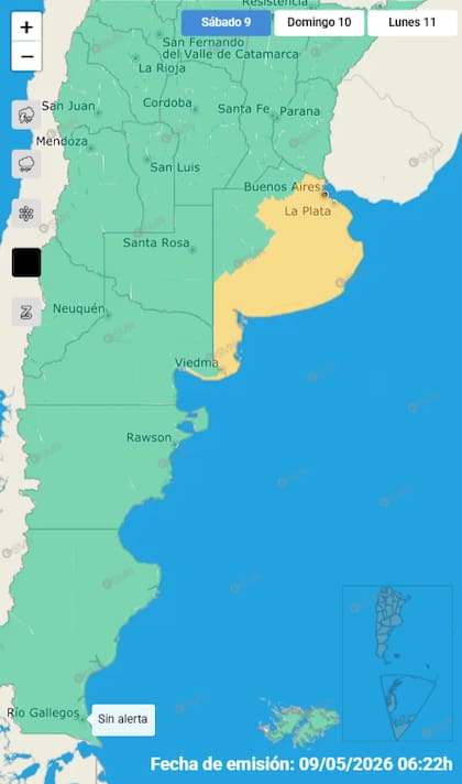 Alerta amarilla por vientos para este sábado 9 de mayo