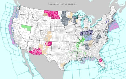 Alerta de incendios en las planicies: vientos de 55 km/h y baja humedad elevan el riesgo de propagación rápida de incendios forestales