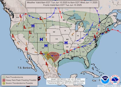 Alerta en el sur: Texas y Oklahoma bajo riesgo de inundaciones repentinas por lluvias persistentes, según el NWS
