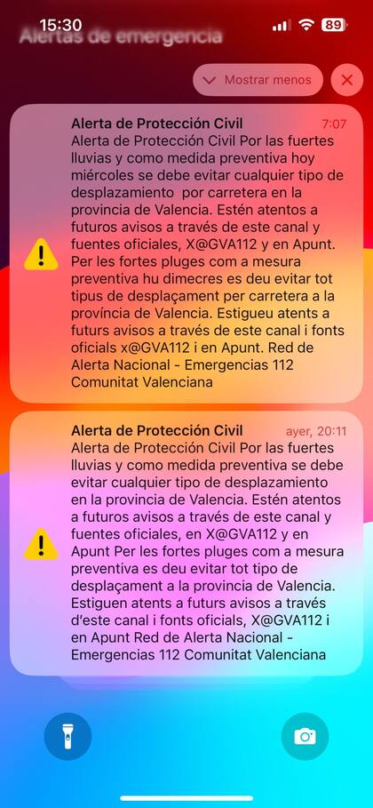 Alerta enviada por la Guardia Civil