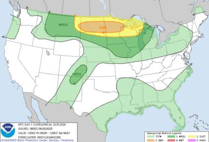 Alerta máxima en Dakota del Norte: SPC pronostica tormentas con vientos de 120 km/h y granizo de cinco cm