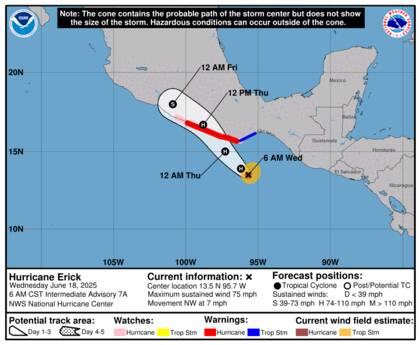 Alerta máxima en Oaxaca y Guerrero: Erick impactará con lluvias de hasta 500 mm