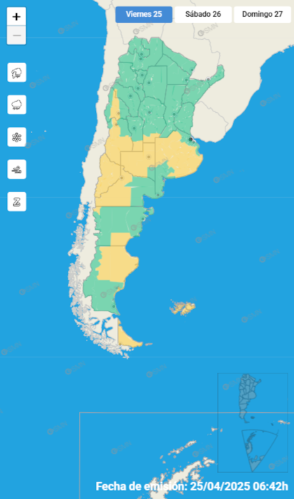 Alerta meteorológica para este 25 de abril.
