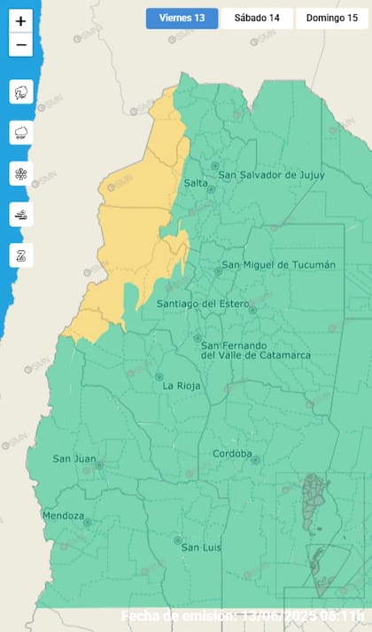Alerta meteorológica para este viernes 13 de junio.