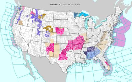 Alerta por heladas en el sur: temperaturas cercanas a los 0 °C afectan el interior del sur, con avisos de heladas en la costa del Golfo