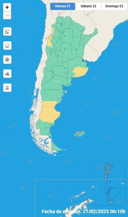 Alerta por tormentas y vientos para este 21 de febrero.