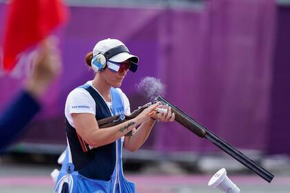 Alessandra Perilli consiguió el bronce en la prueba de foso femenino de tiro.