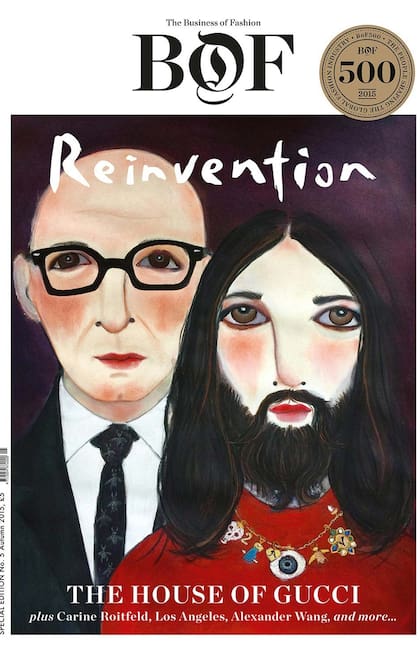 Alessandro Michele junto a Marco Bizzarri, Ceo de gucci, en la tapa de BoF.