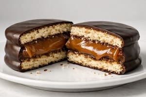 Alfajor marplatense con dulce de leche