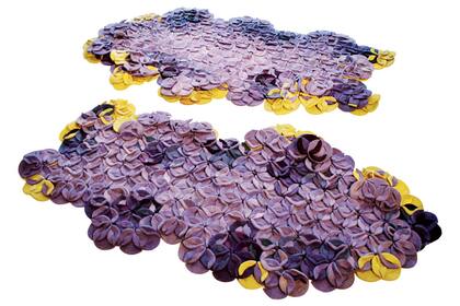 Alfombra de sector formada por piezas troqueladas de fieltro de pura lana