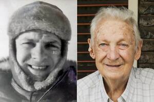 Alfredo Pérez en una imagen tomada durante la Operación 90 (izquierda) y un retrato de su entrevista con LA NACION en marzo último.