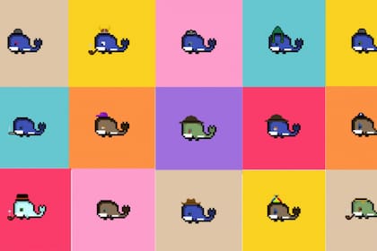 Algunas de las ballenas que creó Benyamin Ahmed y que vendió como NFT