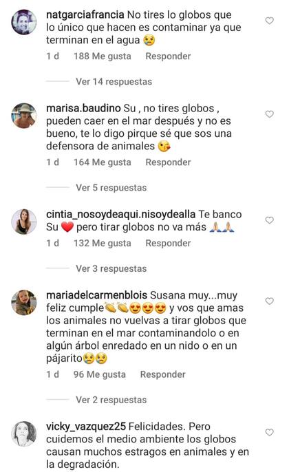Algunas de las críticas que recibió Susana Giménez por la suelta de globos en Colombia
