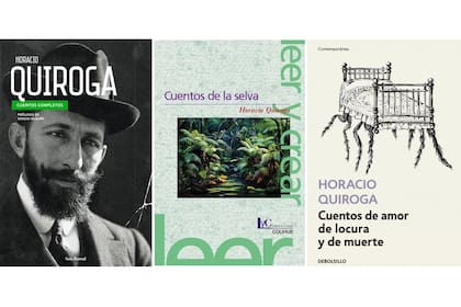Algunas de las decenas de ediciones de la obra de Horacio Quiroga disponibles en librerías y bibliotecas públicas