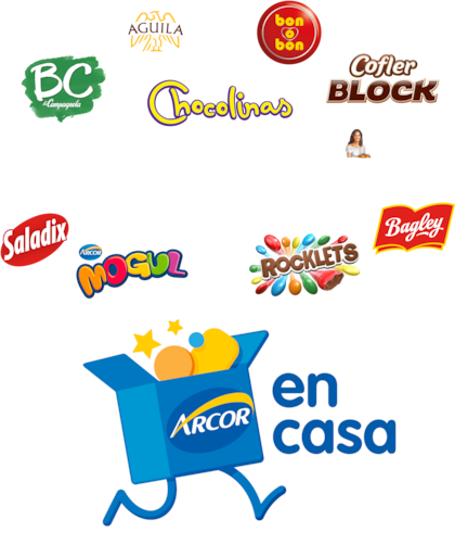 Algunas de las marcas del Grupo Arcor que se pueden disfrutar con envío directo a domicilio.