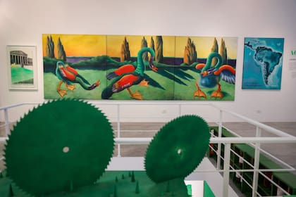 Algunas de las obras exhibidas en el taller