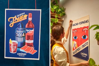 Algunas de las piezas gráficas para la campaña Salvemos al truco, de Cinzano.