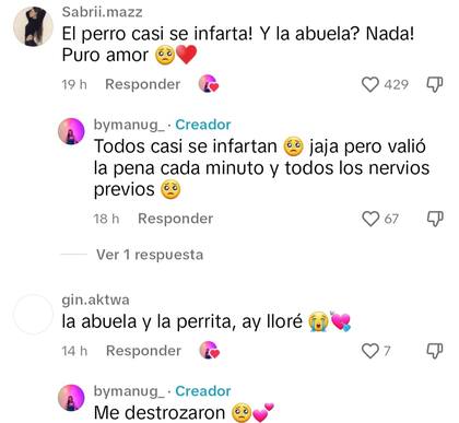 Algunas de las reacciones por parte de los s en TikTok