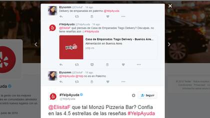 Algunas de las respuestas que da el chatbot de la cuenta de Twitter @YelpAyuda