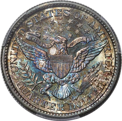 Algunas monedas incluyen una coloración tonificada en los bordes de tonos dorados, rojizos y azulados que aumentan su cotización