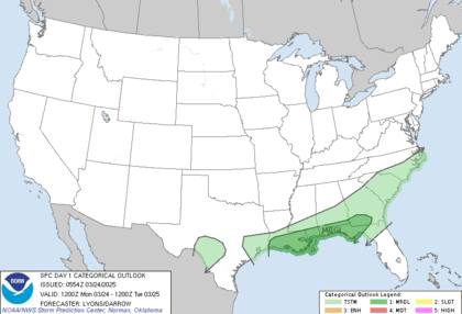 Algunas regiones de Texas, Louisiana, Mississippi, Alabama, Florida y Georgia se verán afectadas por tormentas eléctricas