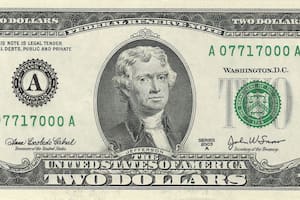 Algunos billetes de 2 dólares en perfecto estado pueden llegar a valer hasta US$20.000, aunque esto depende de ciertos factores específicos (Archivo)