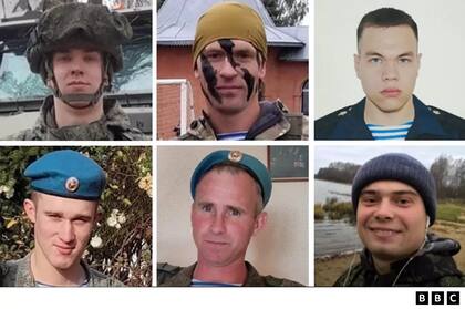 Algunos de los 62 soldados rusos del regimiento 331 que se sabe que han fallecido