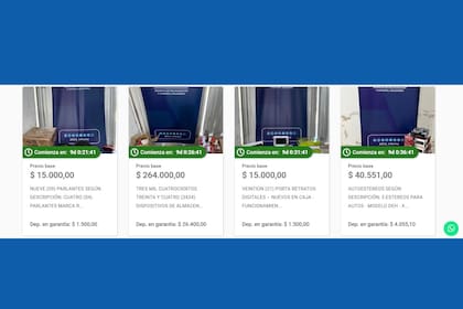 Algunos de los artículos subastados