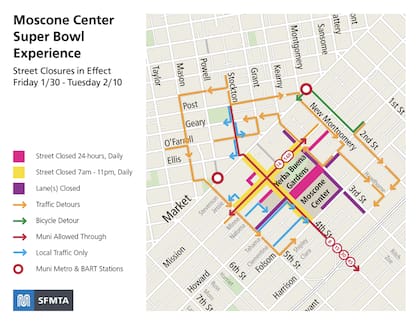 Algunos de los cambios en el tráfico de San Francisco por el Super Bowl