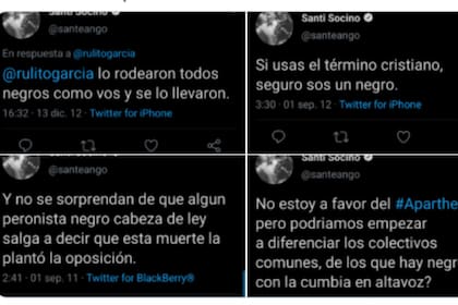 Algunos de los comentarios de Santiago Socino en redes sociales