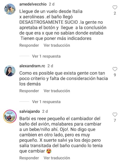 Algunos de los comentarios en la publicación de la influencer