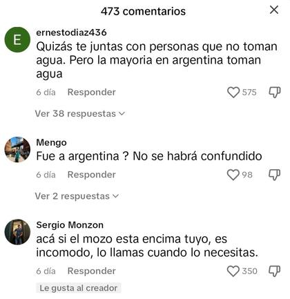Algunos de los comentarios por parte de los usuarios argentinos, quienes se mostraron enojados por los dichos