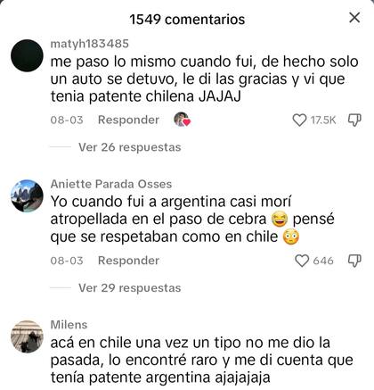 Algunos de los comentarios por parte de los usuarios en TikTok