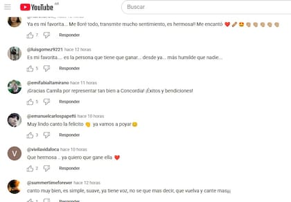Algunos de los comentarios que plasmaron los usuarios en YouTube sobre la audición de Camila
