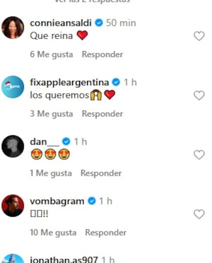 Algunos de los comentarios que recibió Anto Roccuzzo luego de publicar las fotos en su feed