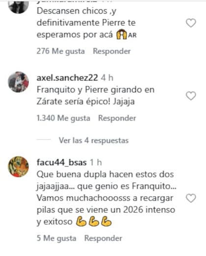 Algunos de los comentarios que recibió el posteo de Alpine
