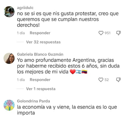 Algunos de los comentarios que recibió por parte de los usuarios argentinos