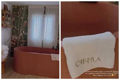 Algunos de los detalles del nuevo baño de la China Suárez (Foto: Instagram @sangrejaponesa)