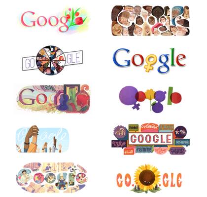 Algunos de los Doodles de Google por el Día Internacional de la mujer a lo largo de los años