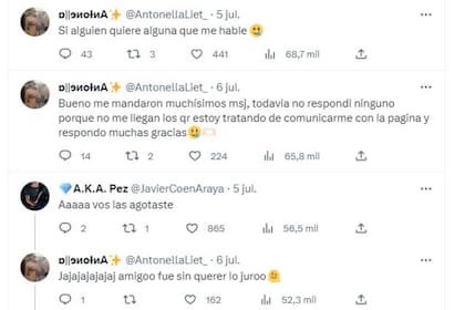 Algunos de los intercambios que recibió Antonela luego de cometer el error de comprar 25 entradas para ver a Duki en River