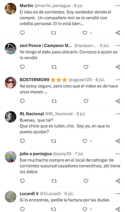 Algunos de los mensajes en el hecho que se volvió viral