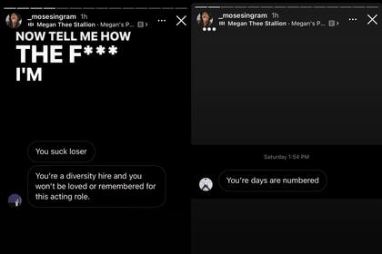 Algunos de los mensajes racista que que recibió la actriz en sus redes sociales (Foto: Instagram @_mosesingram)