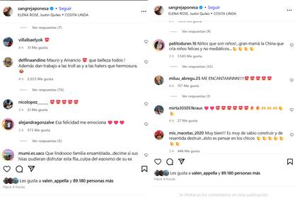 Algunos de los principales comentarios que recibió la China Suárez en su posteo (Foto: Captura Instagram @sangrejaponesa)