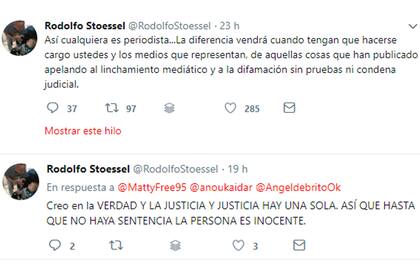 Algunos de los tuits Rodolfo Stoessel defendiendo a Darthés