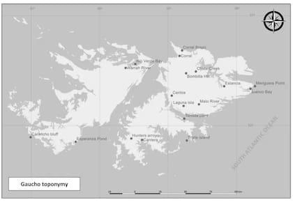 Algunos ejemplos de la herencia que dejaron los gauchos en los topónimos en las islas Malvinas