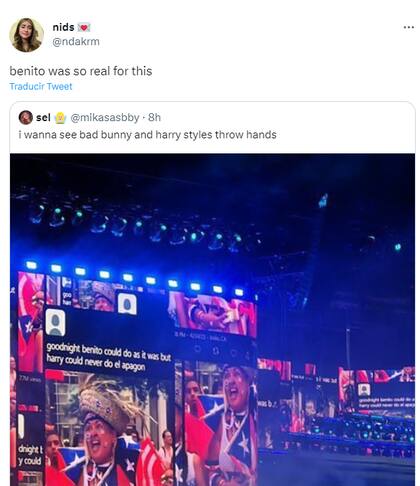 Algunos s respaldaron el mensaje que Bad Bunny proyectó en su espectáculo, donde hacía mención de Harry Styles