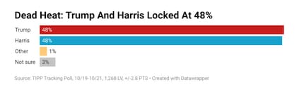 Algunos sondeos muestran un empate entre Harris y Trump en el voto popular a nivel nacional