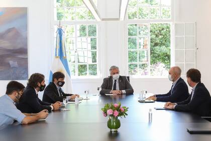 Allberto Fernández se reunió esta mañana con Axel Kicillof y Horacio Rodríguez Larreta en la Quinta de Olivos