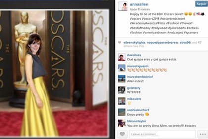 Allen en los Oscar del año pasado... En esta ocasión se trata de un montaje de la actriz Kasia Smutniak del Festival de Cine de Roma de 2013