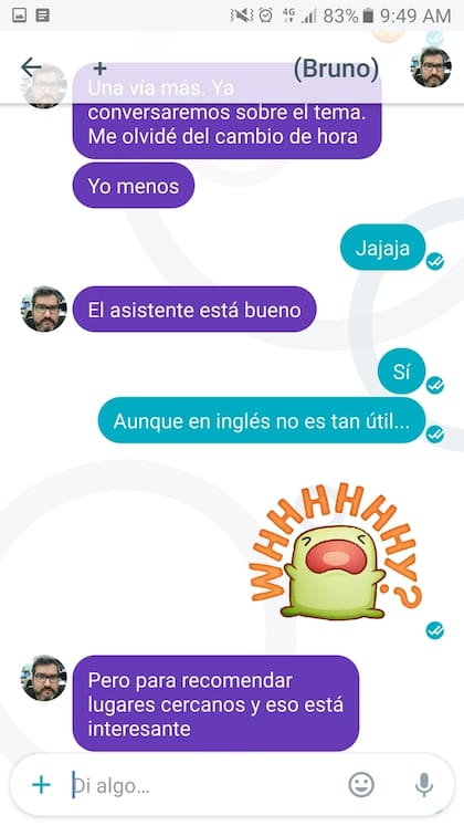 Allo ofrece stickers, comprobación de lectura, intercambio de fotos y audio